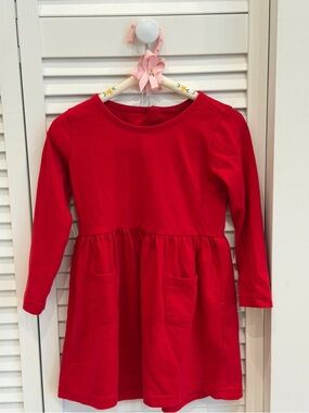 Primary Red Long-Sleeve Pocket Knit Dress